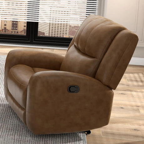 Transitional Brown Top Grain Leather Manual Recliner Chair - Omega Lifestyles