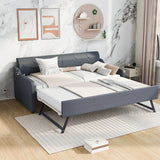Twin Upholstered Daybed With Trundle And USB Charging - Omega Lifestyles
