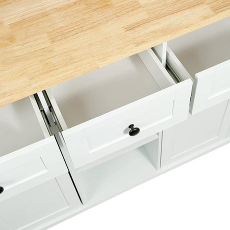 Kitchen Cart With Rubber Wood Drop-Leaf Countertop Storage - Omega Lifestyles