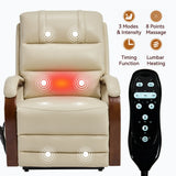 Power Beige Faux Leather Dual Motor Massage Recliner Chair - Omega Lifestyles