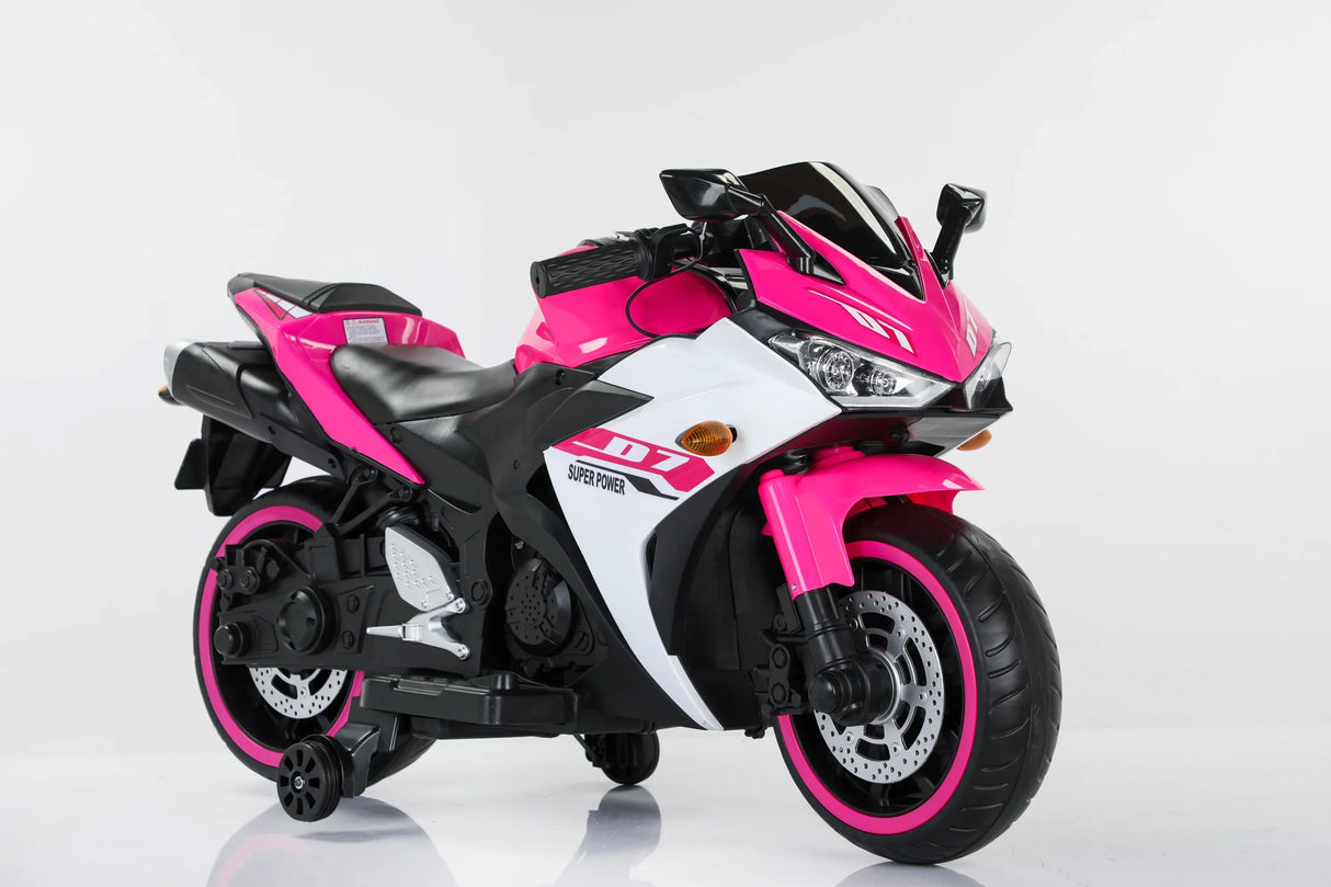 12V Pink Kids Electric Ride On Motorcycle With Lights - Omega Lifestyles