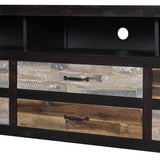 Retro Distressed Solid Wood TV Stand With Drawers - Omega Lifestyles