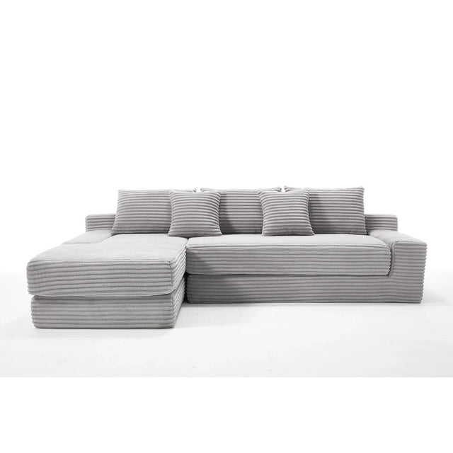 Modern L-Shaped Memory Foam Sectional Sofa With Corduroy - Omega Lifestyles