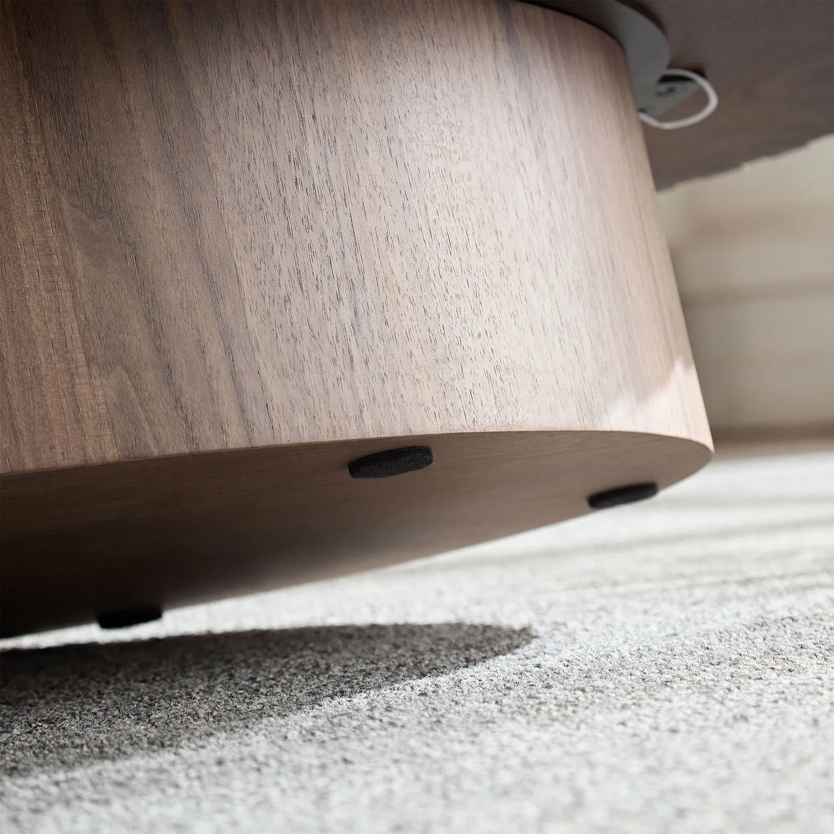 Modern Walnut MDF Pedestal Ellipse Coffee Table - Omega Lifestyles