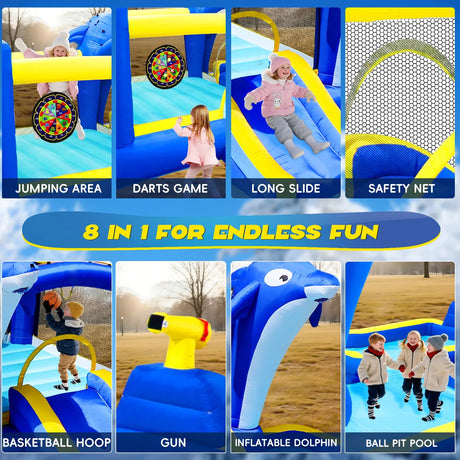 8-in-1 Inflatable Water Park Slide Trampoline Playhouse - Omega Lifestyles