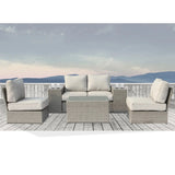 7-Piece All-Weather HDPE Wicker Patio Sectional Set With Cushions - Omega Lifestyles