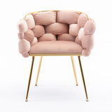 Pink Velvet Gold-Plated Metal Accent Chair - Omega Lifestyles
