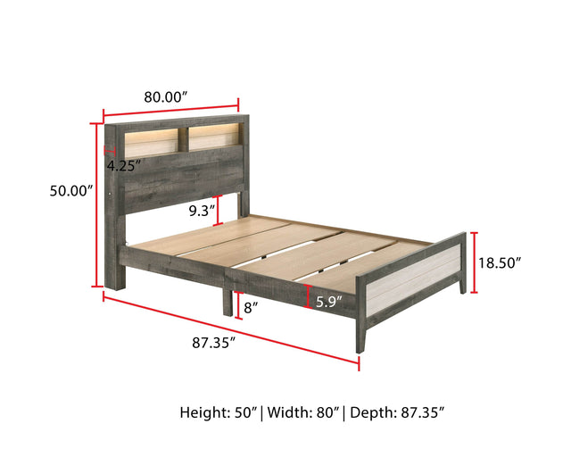 King Size Wood Platform Bed With Storage Lighting - Omega Lifestyles