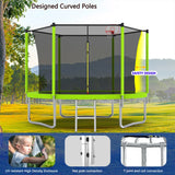 8-Inch Green Safety Enclosure Outdoor Trampoline - Omega Lifestyles