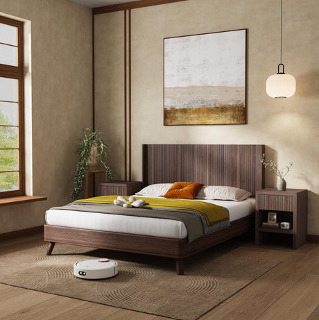 Modern Farmhouse Walnut Solid Wood King Headboard - Omega Lifestyles