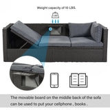 Outdoor Gray Rattan Wicker Patio Daybed With Canopy - Omega Lifestyles