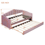 Twin Velvet Upholstered Daybed With Trundle USB Ports - Omega Lifestyles