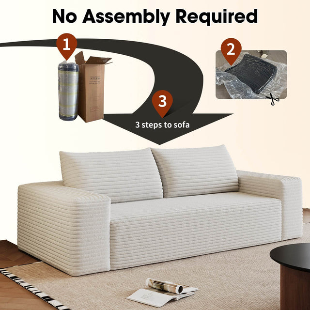 Modern White Fabric Foam High-Density Support Sofa - Omega Lifestyles