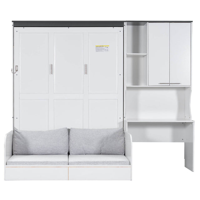 Queen Multi-Functional Murphy Bed With Sofa Desk Storage - Omega Lifestyles