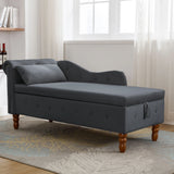 Classic Velvet Storage Chaise Lounge With Pillow - Omega Lifestyles