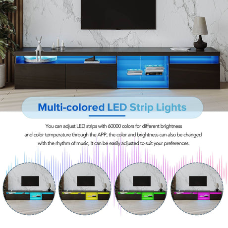 Modern Black Particle Board TV Stand With LED Lighting - Sleep Galleria