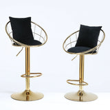 Set Of 2 Black Velvet Adjustable Height Bar Chairs - Omega Lifestyles