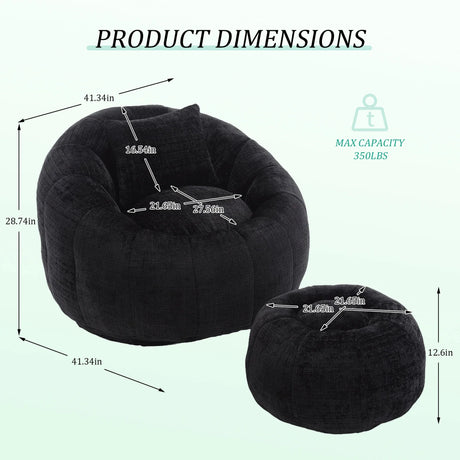 Chenille Memory Foam Lazy Sofa With Ottoman - Omega Lifestyles