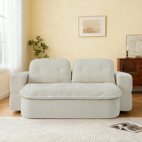 Modern Foldable Linen Sofa Bed With 2 Pillows - Omega Lifestyles