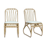 Set of 2 Hand-Woven Rattan Outdoor Dining Chairs