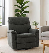 Cozy Gunmetal Manual Swivel Recliner With Microfiber - Omega Lifestyles