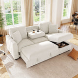 Convertible L-Shaped Sectional Sleeper Sofa With Storage Chaise
