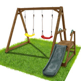 Solid Wood Outdoor Swing Set With Slide And Ladder - Omega Lifestyles