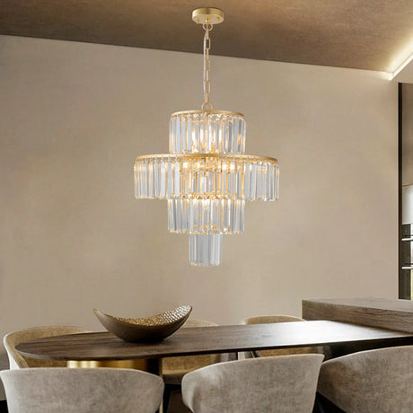 Luxury 4-Tier Crystal Chandelier 12-Light Gold Pendant Light - Omega Lifestyles