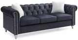 Velvet Upholstered Three-Seat Tufted Sofa With Nailhead Trim - Omega Lifestyles