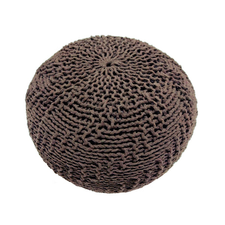 Modern Knit Weave Cotton Pouf Light Brown 20-Inch - Omega Lifestyles
