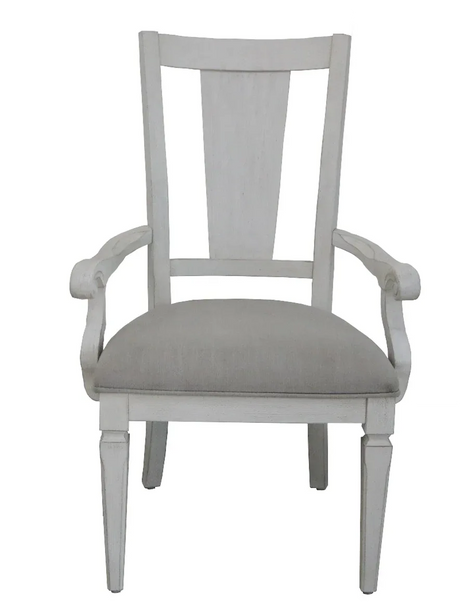 Set of 2 Light Gray Linen And White Arm Chairs - Omega Lifestyles