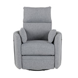Manual Rocker Swivel Linen Upholstered Recliner Chair With Pillows - Omega Lifestyles