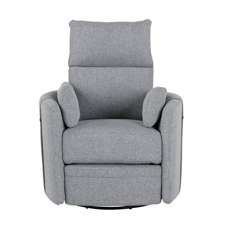 Manual Rocker Swivel Linen Upholstered Recliner Chair With Pillows - Omega Lifestyles