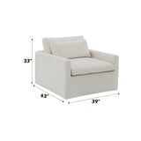Ivory Fabric Swivel Chair With Toss Pillow - Omega Lifestyles