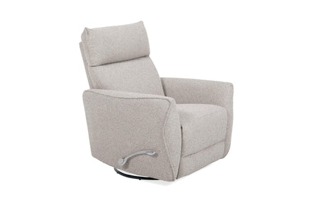 Manual Upholstered Fabric Swivel Recliner With Chrome Lever - Omega Lifestyles