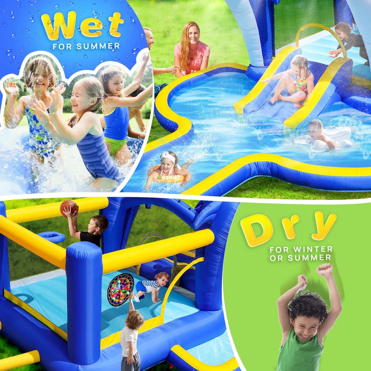 8-in-1 Inflatable Water Park Slide Trampoline Playhouse - Omega Lifestyles