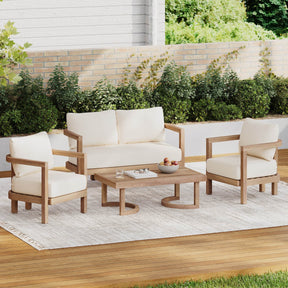 4-Piece Modern Acacia Wood Patio Furniture Set - Omega Lifestyles