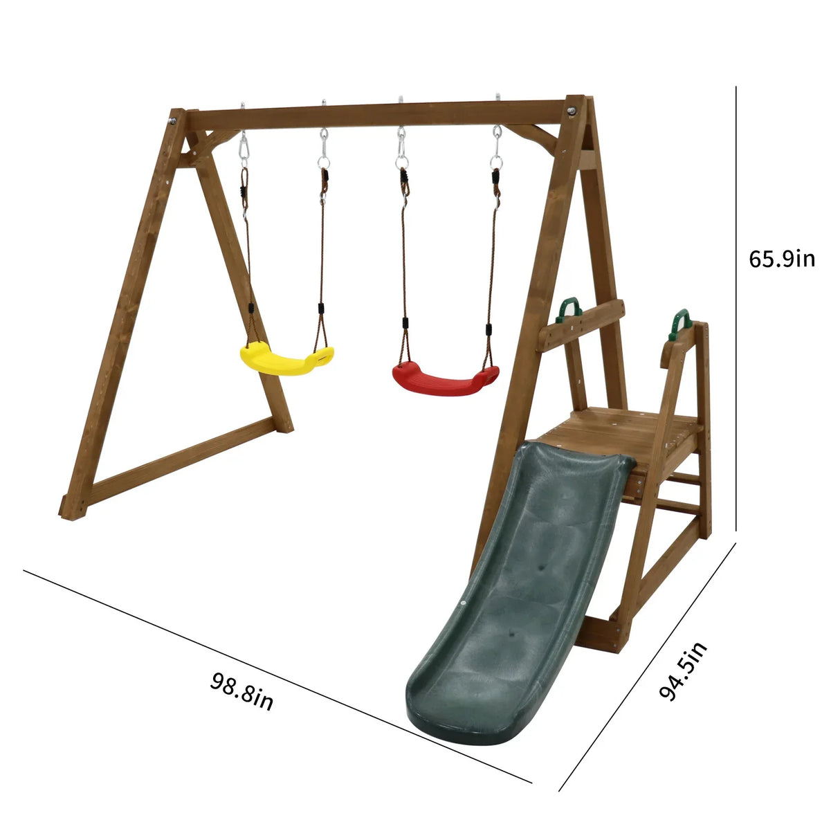 Solid Wood Outdoor Swing Set With Slide And Ladder - Omega Lifestyles
