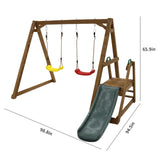 Solid Wood Outdoor Swing Set With Slide And Ladder - Omega Lifestyles