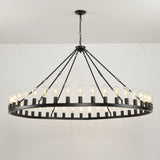 Matte Black Wagon Wheel 30-Light Metal Chandelier - Omega Lifestyles