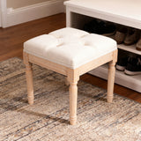 Rustic Square Padded Upholstered Ottoman Bench - Omega Lifestyles