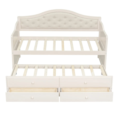 Twin Daybed With Pull-Out Trundle And Storage Drawers - Omega Lifestyles