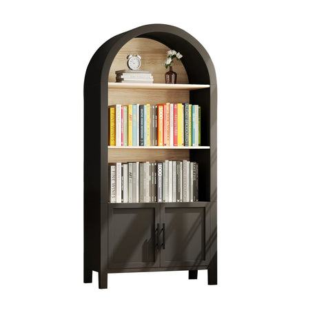 Mid-Century Modern Arched 3-Tier Storage Bookcase - Omega Lifestyles