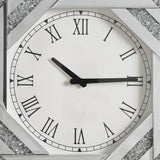 20-Inch Silver Mirrored Art Deco Wall Clock With Roman Numerals - Omega Lifestyles