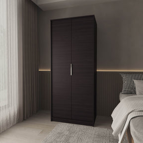 Modern Two-Door Wardrobe With Hanging Rod And Shelves - Omega Lifestyles