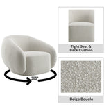 Beige Boucle Swivel Accent Chair With High-Density Foam Cushion - Omega Lifestyles