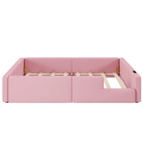 Twin Pink Upholstered Platform Bed With Guardrail Charging Station - Omega Lifestyles