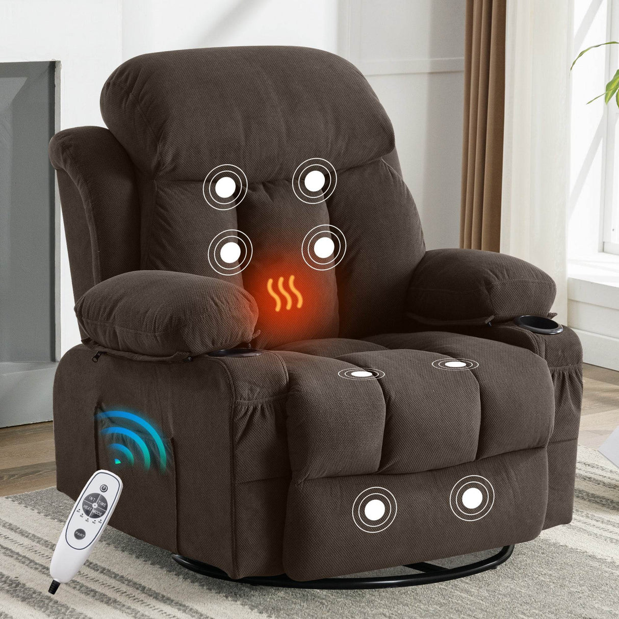 Soft Velvet Swinging Recliner Massage Chair With USB