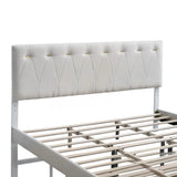 Full Platform Bed Wheat Polyester Fabric With Gold Inserts - Omega Lifestyles