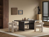 5-Piece Beige Espresso Boucle Synthetic Wood Dining Set - Omega Lifestyles